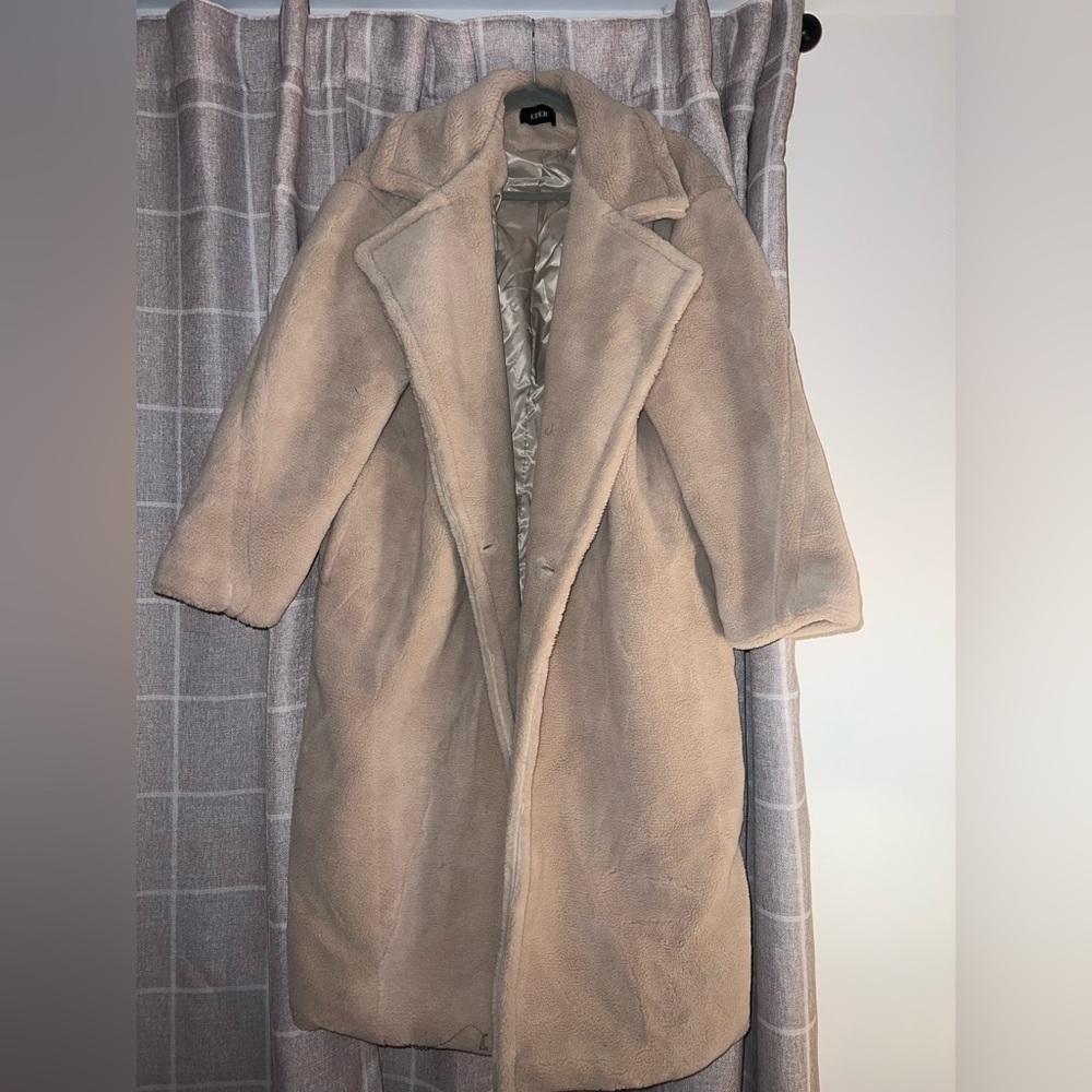 Cider Beige Teddy Coat - Picture 3 of 4